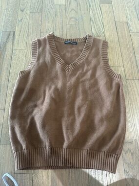 Brandy Melville Brown V-Neck Sweater Vest